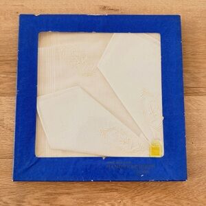 NIB Vtg Fine Quality Handkerchief Napkins Pack‎ of 4, Embroidered Letter, White